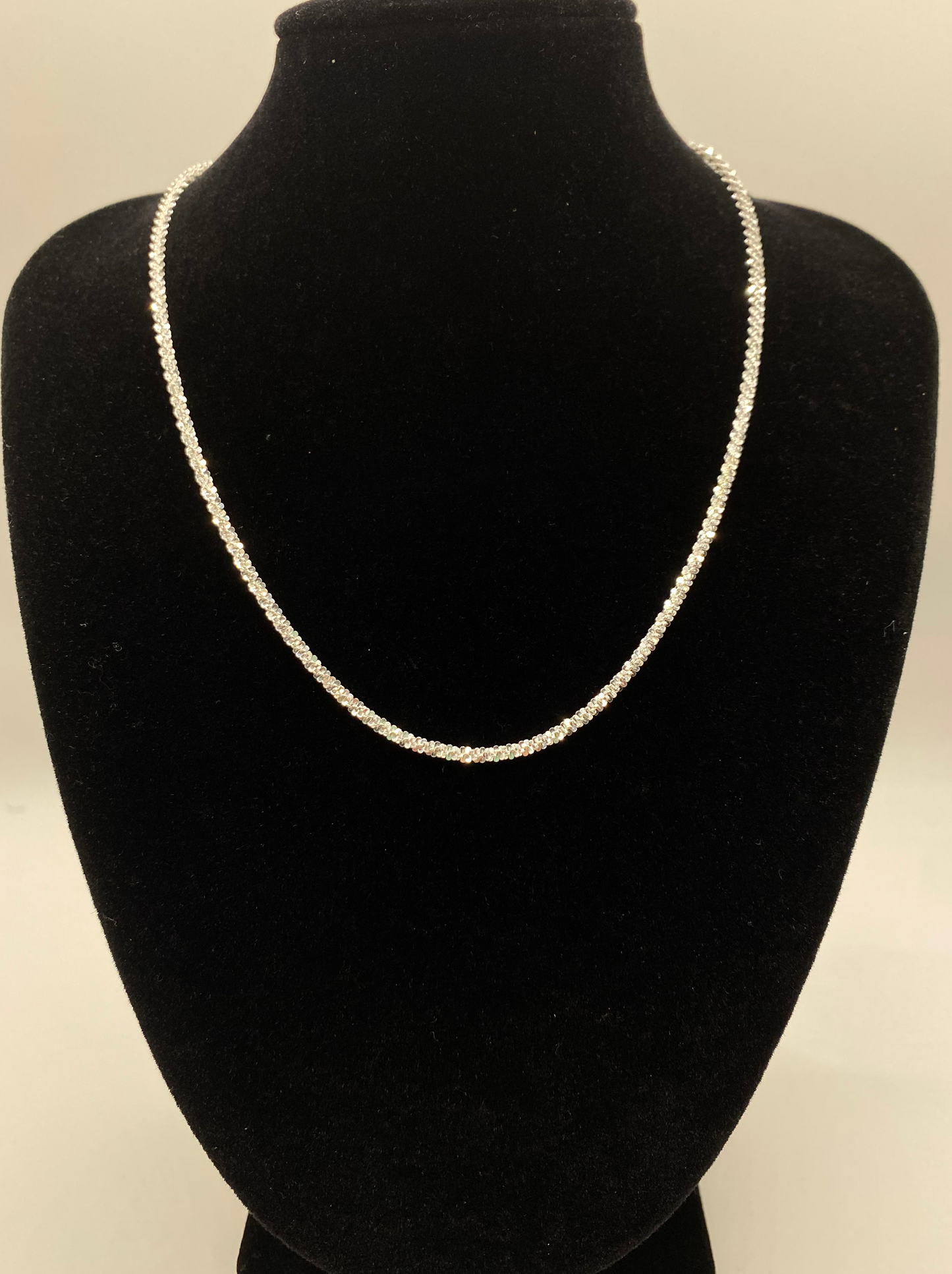 Twisted Rock Silver Chain 15” - 2mm