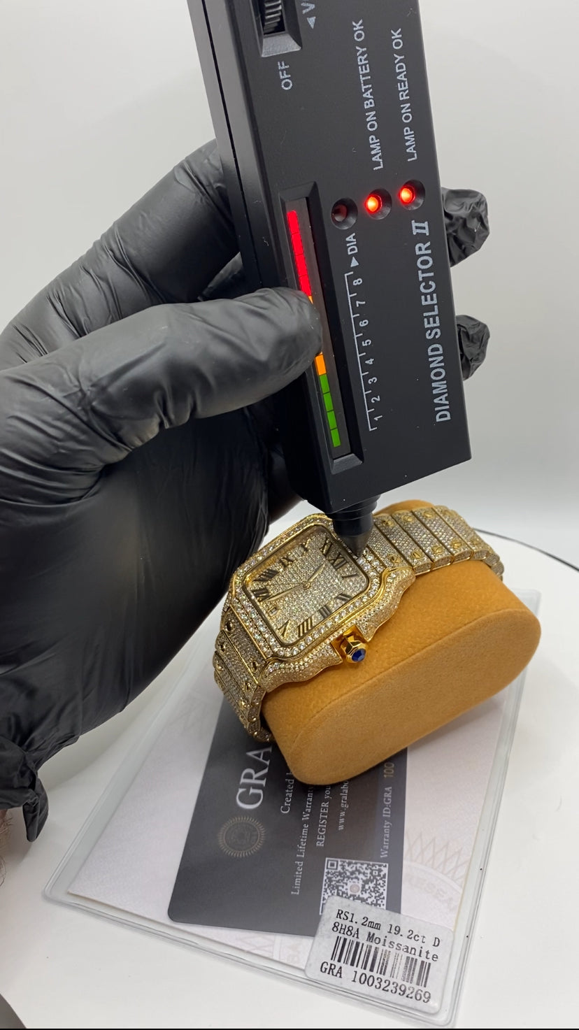 Gold Icy Moissanite Watch