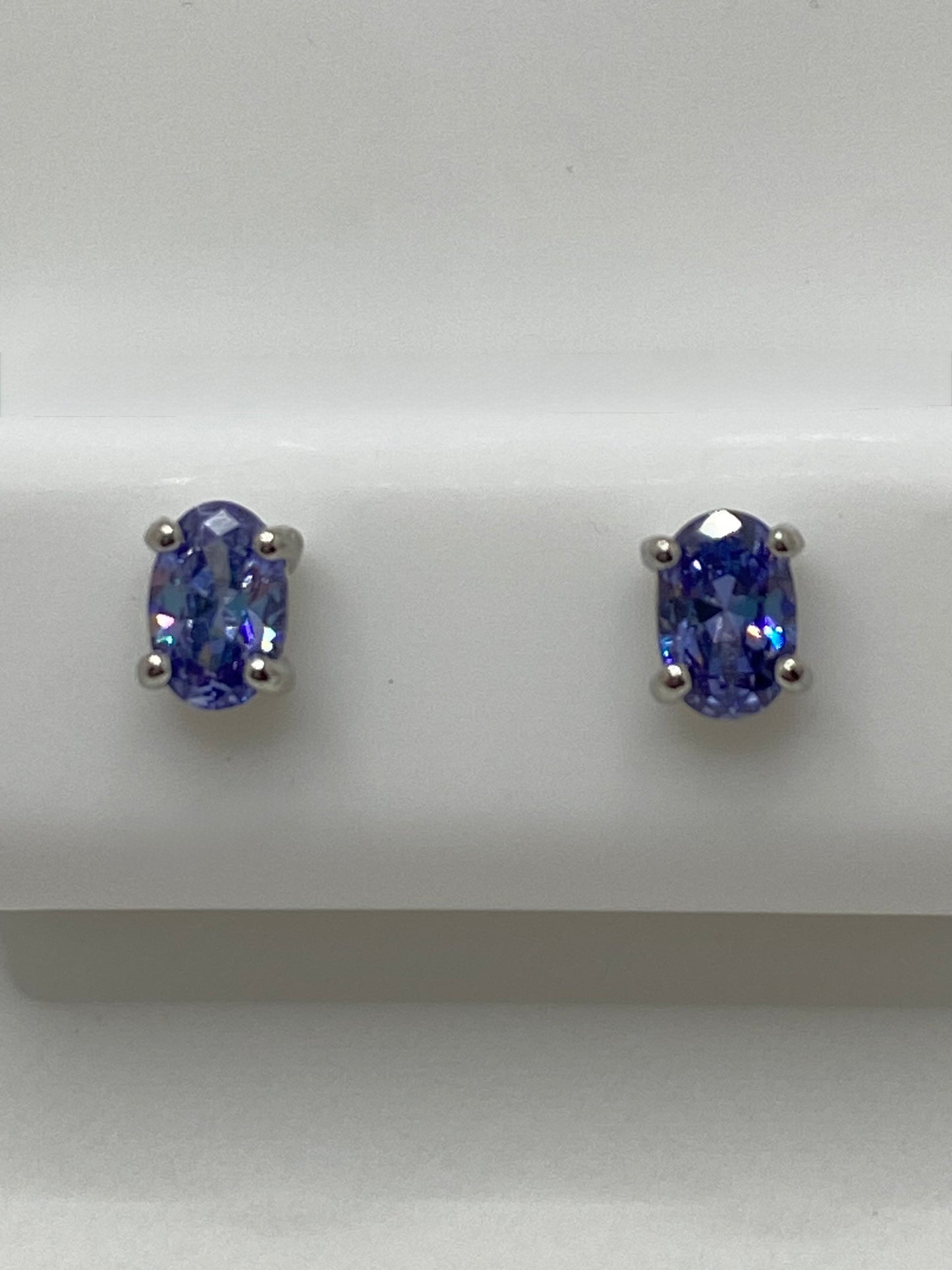 Oval Tanzanite Stud Earrings