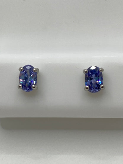 Oval Tanzanite Stud Earrings