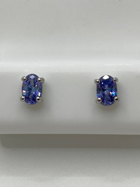 Oval Tanzanite Stud Earrings