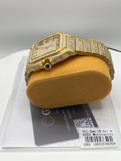 Gold Icy Moissanite Watch