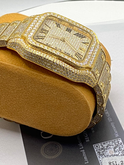 Gold Icy Moissanite Watch