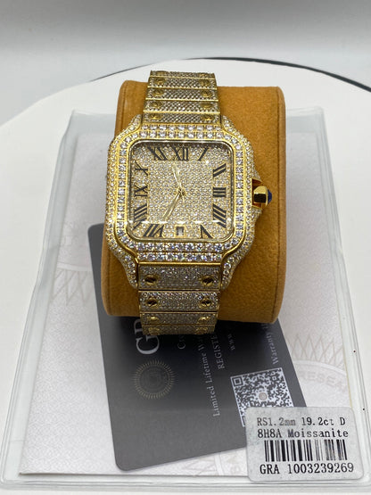 Gold Icy Moissanite Watch