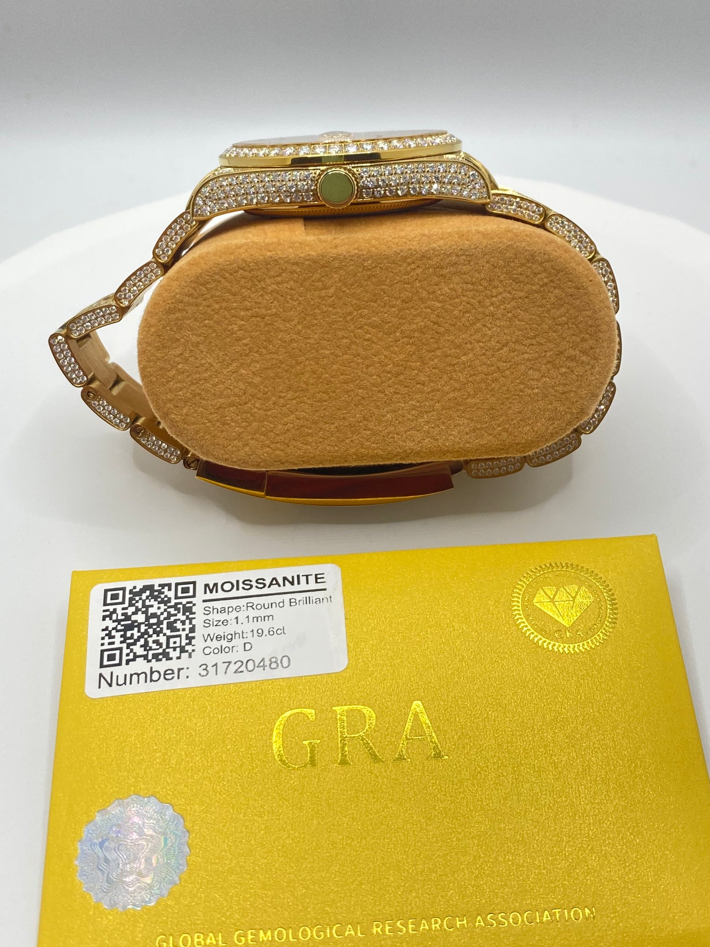 Arabic Dial Gold Icy Moissanite Watch