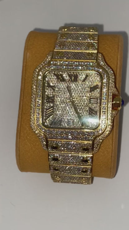 Gold Icy Moissanite Watch