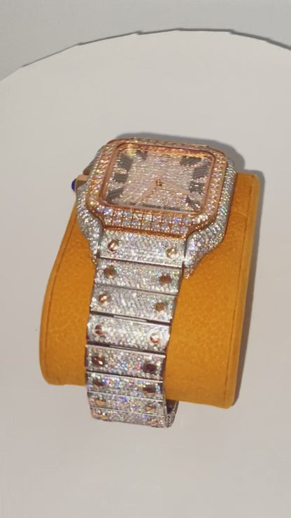 Rose Two Toned Icy Moissanite Watch